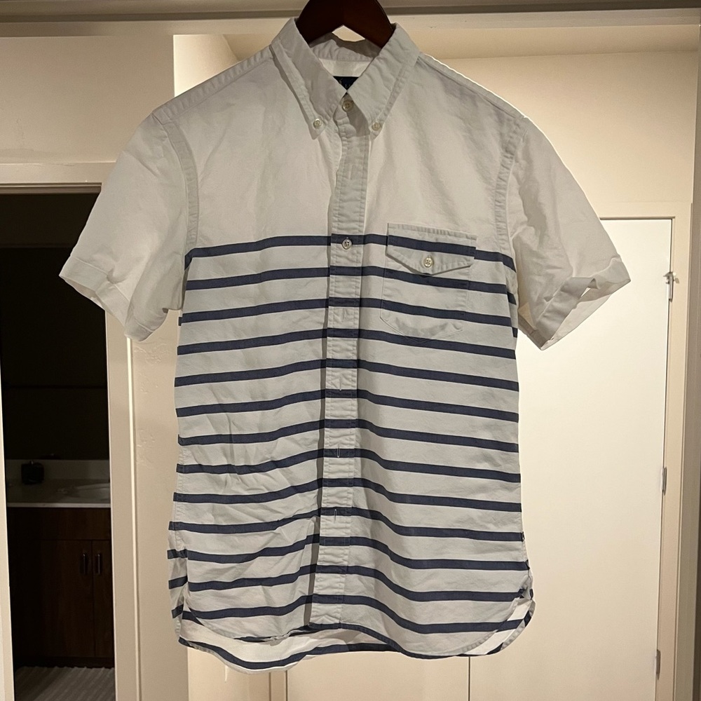 Polo Ralph Lauren Classic Fit Blue White Striped Short Sleeve Button Down Shirt